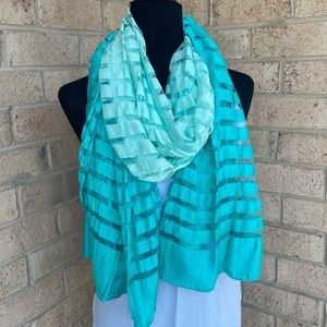 Charming Charlie mint green striped long scarf wrap
